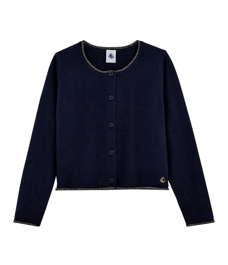 Strickjacke 3-5J Mit Lurex-Glitzerabschluss