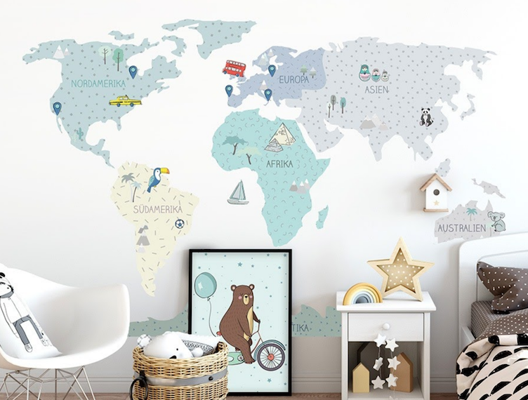 Wallsticker Welt Deutsch Grösse M