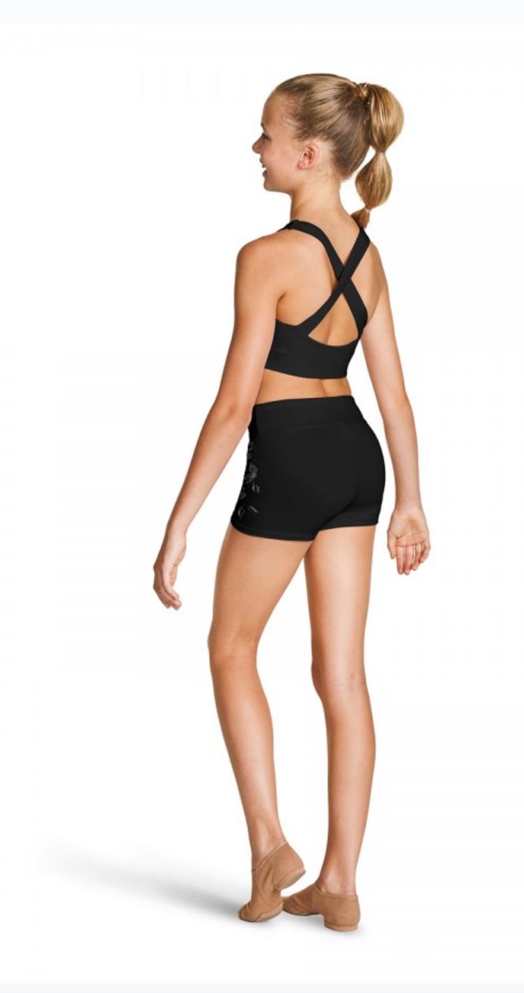 Crop Top und Shorts mit Floralem Metallic Print - 0