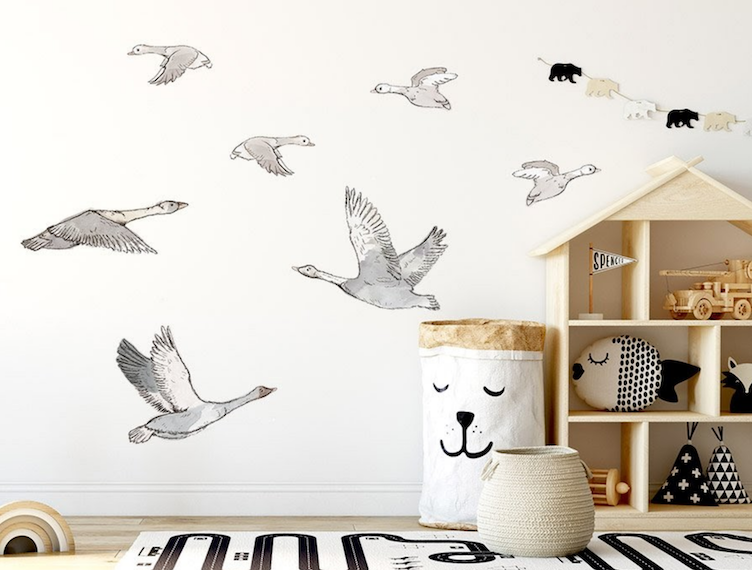 Wallsticker Gänse Truppe